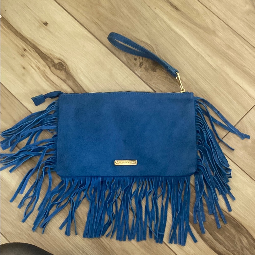 Steve Madden Blue Fringe Clutch